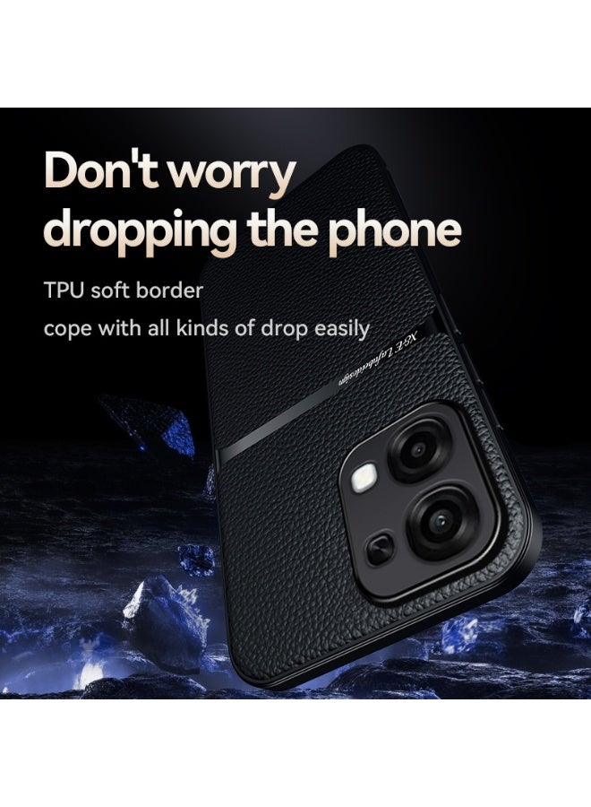 Phone Case Cover Leather TPU Back Case Cover shock resistant Compatible with Oppo A6 Pro  (Black) - Image 5