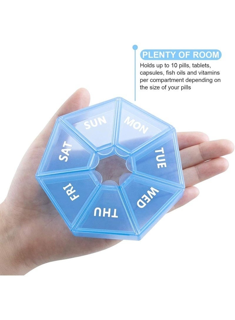 7 Day Weekly Pill Organizer Blue, Never Miss a Dose with Large Pill Box, Portable Pill Holder for Vitamins Tablets & Fish Oil Capsules, Holds 10 Aspirin-Sized Pills - Image 5
