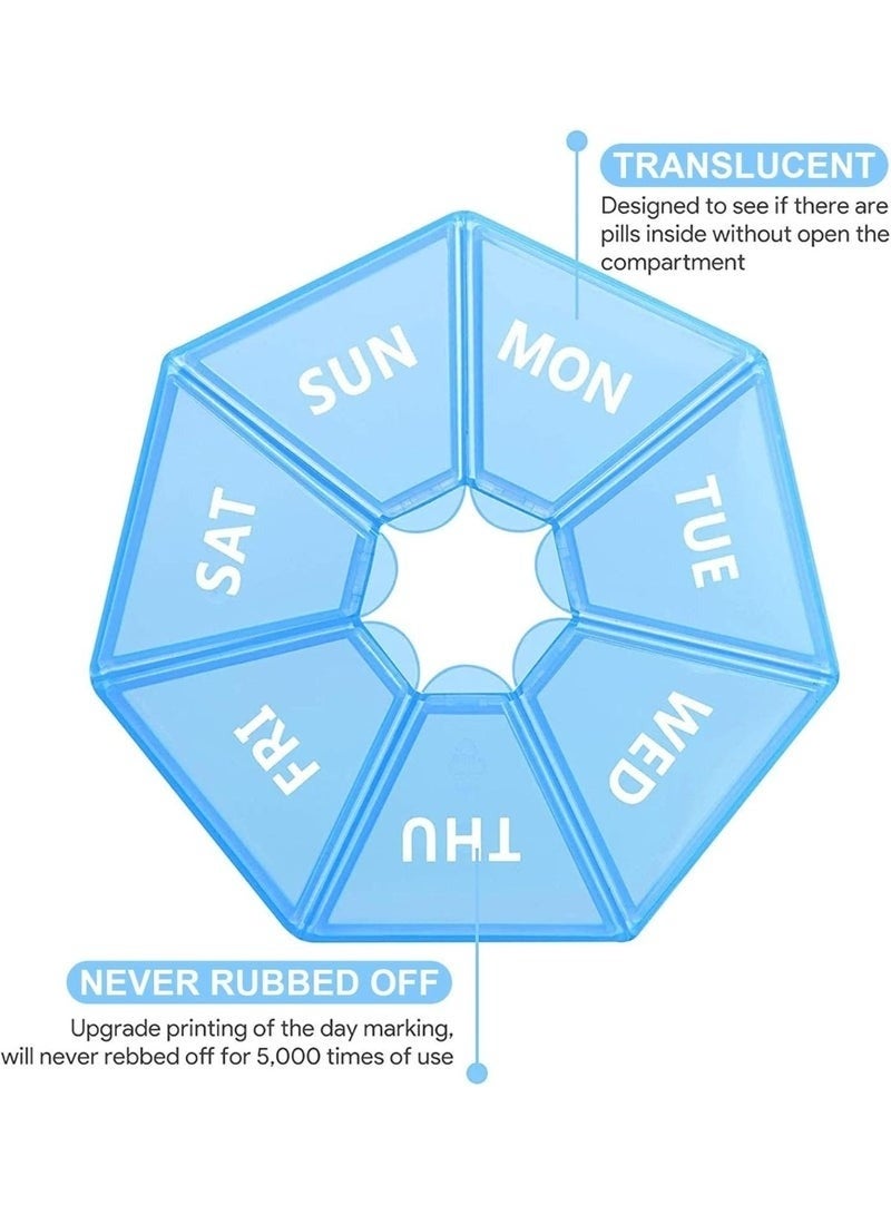 7 Day Weekly Pill Organizer Blue, Never Miss a Dose with Large Pill Box, Portable Pill Holder for Vitamins Tablets & Fish Oil Capsules, Holds 10 Aspirin-Sized Pills - Image 4