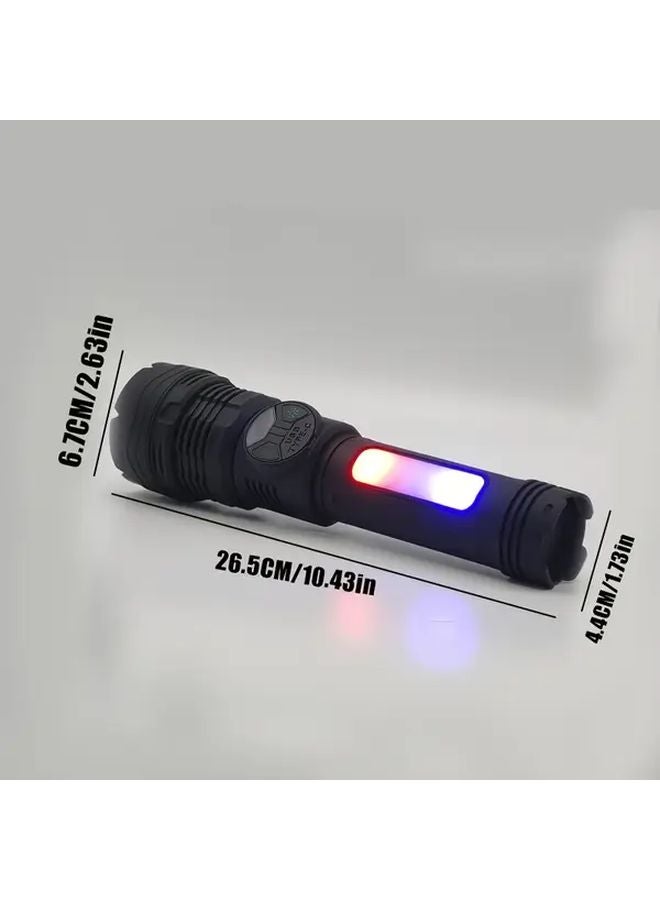 Black Handheld Flashlight 3600mAh USB C Charging Zoomable Beam Outdoor Camping - Image 4
