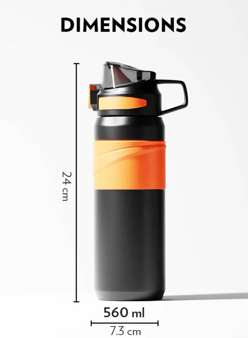 Borosil Vacuum Insulated Copper Coated Inner Adventure Sipper Water Bottle, Sports Bottle, Yoga Bottle, Outdoor, Portableleak Proof, Reusable Water Bottle Black,560 Ml, B0560Ti02 Assorted Color - Image 2