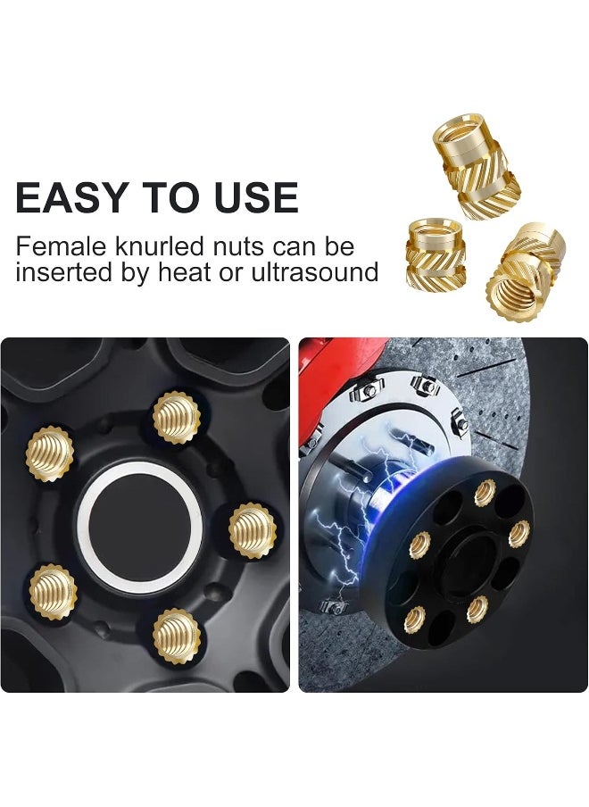 Generic - 350 Pieces Threaded Inserts M2 M2.5 M3 M4 M5 M6 Female Thread Metric Knurled Nuts Assortment Kit Brass Insert Heat Set For Plastic And 3D Printing Components - Image 1