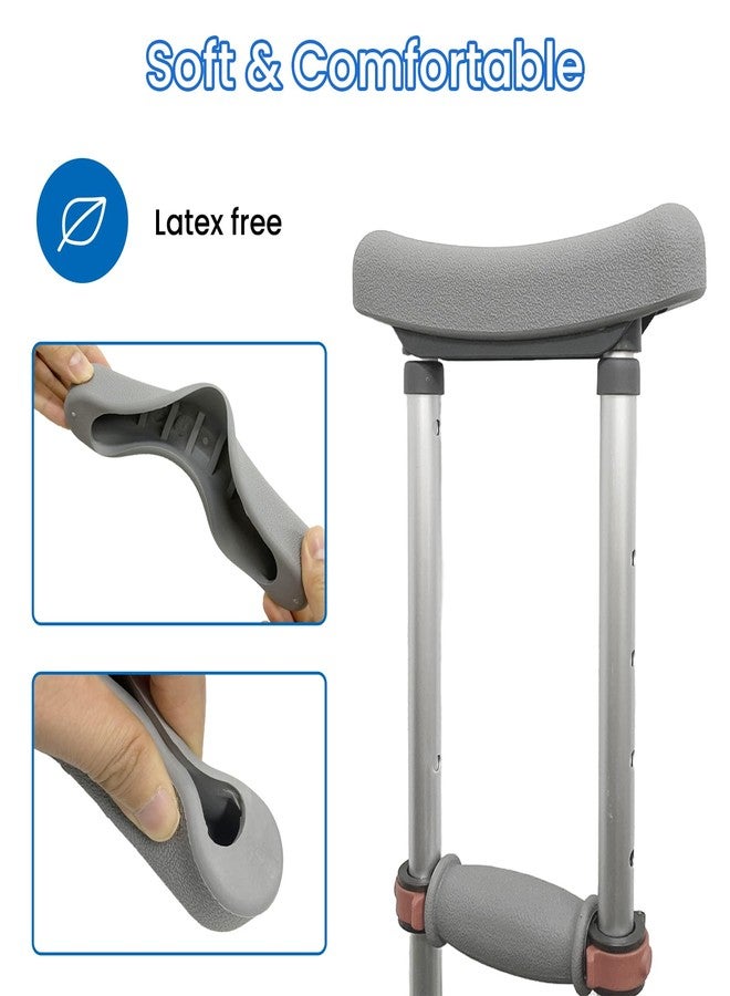 MESINURS Underarm Crutch Pad, Replacement Cane Cushion Tops, Comfort Foam Slip on Top Grip Support, 2 Pcs, Gray - Image 3