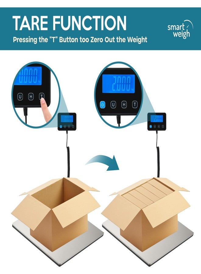 Smart Weigh Digital Postal Shipping Scale, Heavy Duty Wide Platform, 440 lb Capacity, 2 oz Readability, Hold & Tare Function, Includes Batteries & USB-C - Image 4
