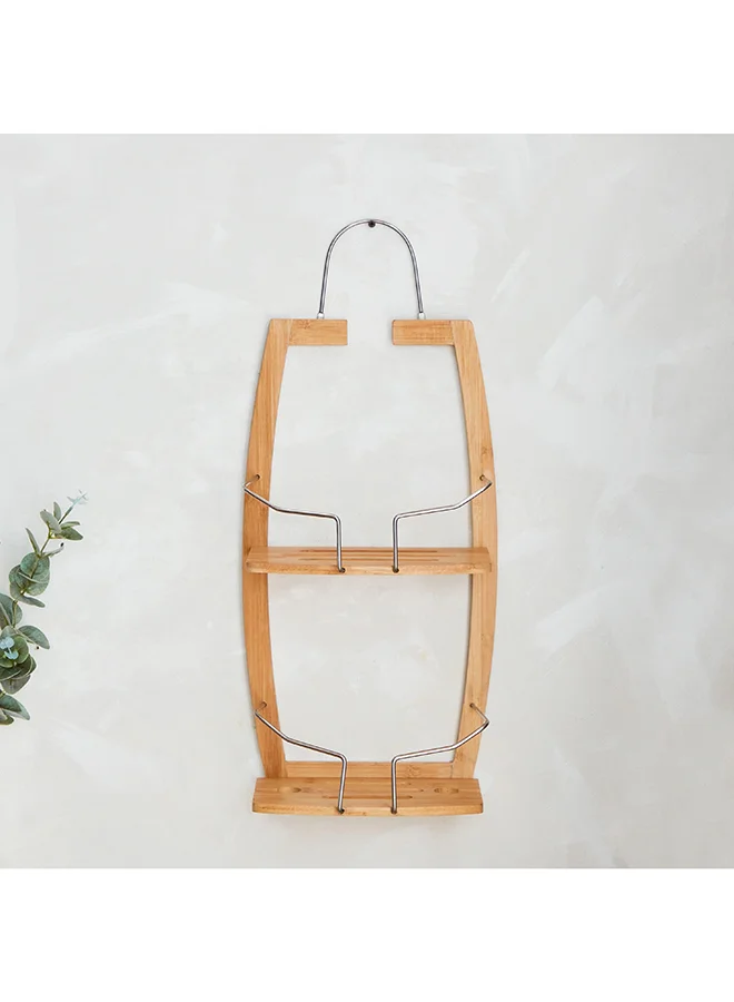 Home Box Natura Bamboo 2-Tier Shower Caddy 27 x 61 x 16 cm