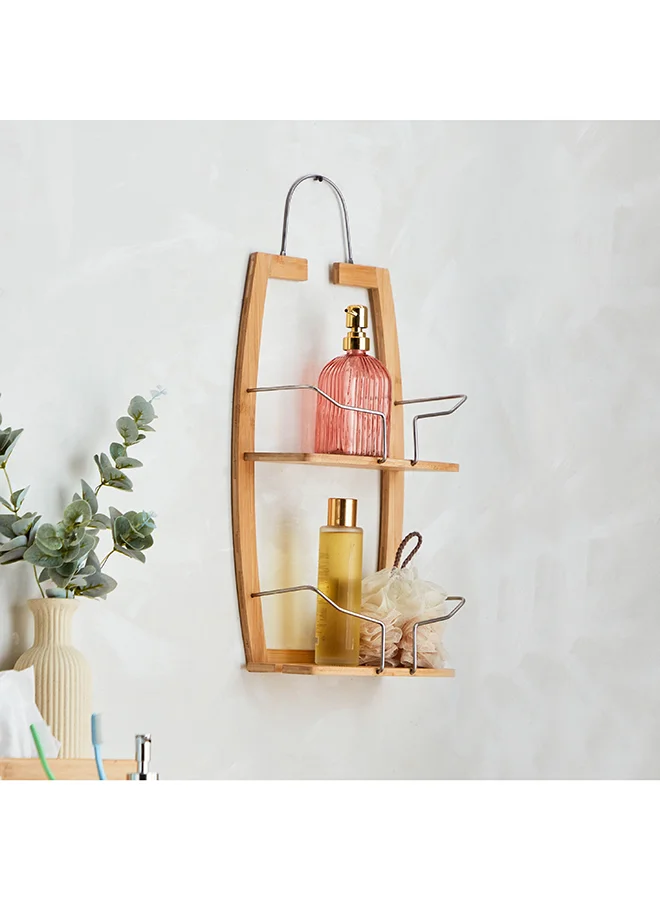 Home Box Natura Bamboo 2-Tier Shower Caddy 27 x 61 x 16 cm