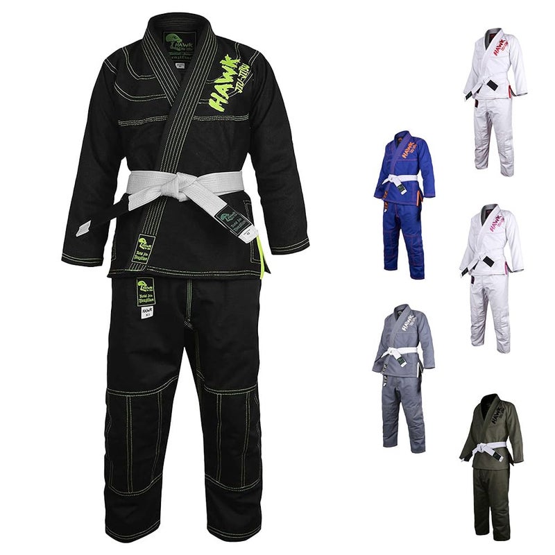 Hawk Sports Brazilian Jiu Jitsu Gi for Kids, Ultra-Light Extra Tough Premium Fabric Kids BJJ Gi for Martial Arts Training & Competition, Comfortable Perfect Fit BJJ Kids Gi - Size K0, Black - Image 1