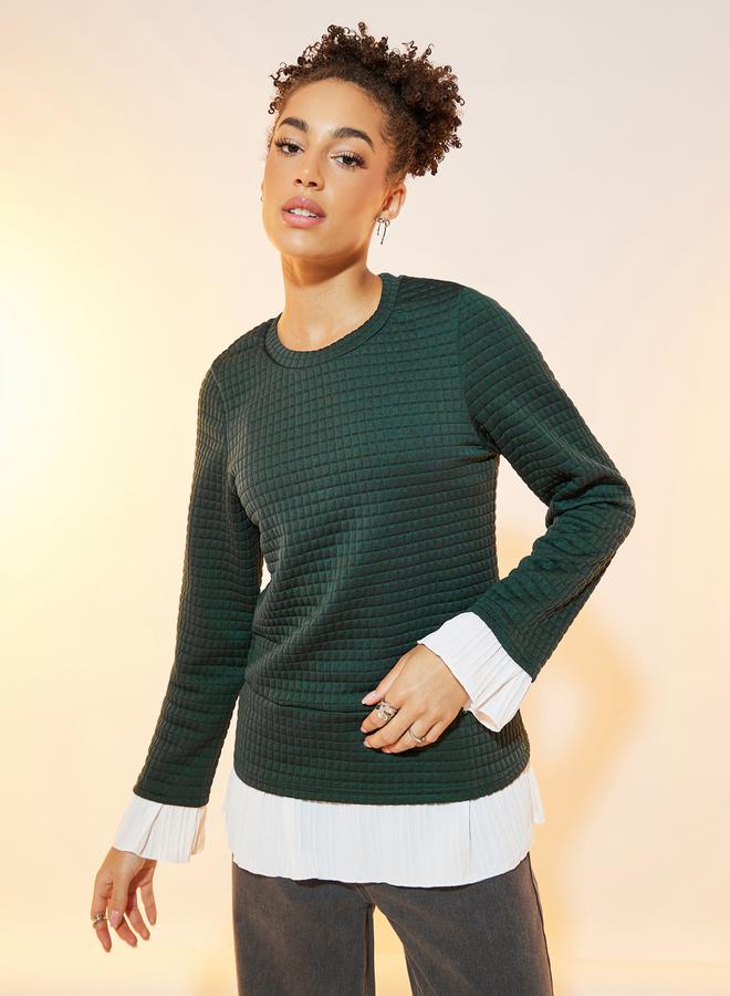 Take Two Textured Knit Top with Contrast Hem - Image 1