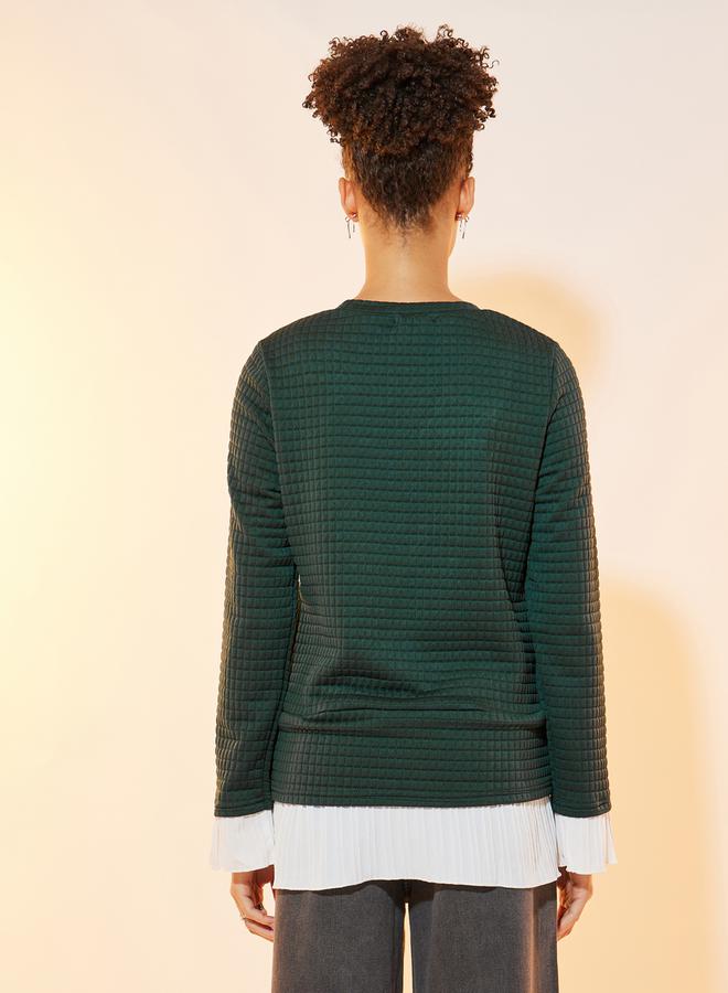 Take Two Textured Knit Top with Contrast Hem - Image 4