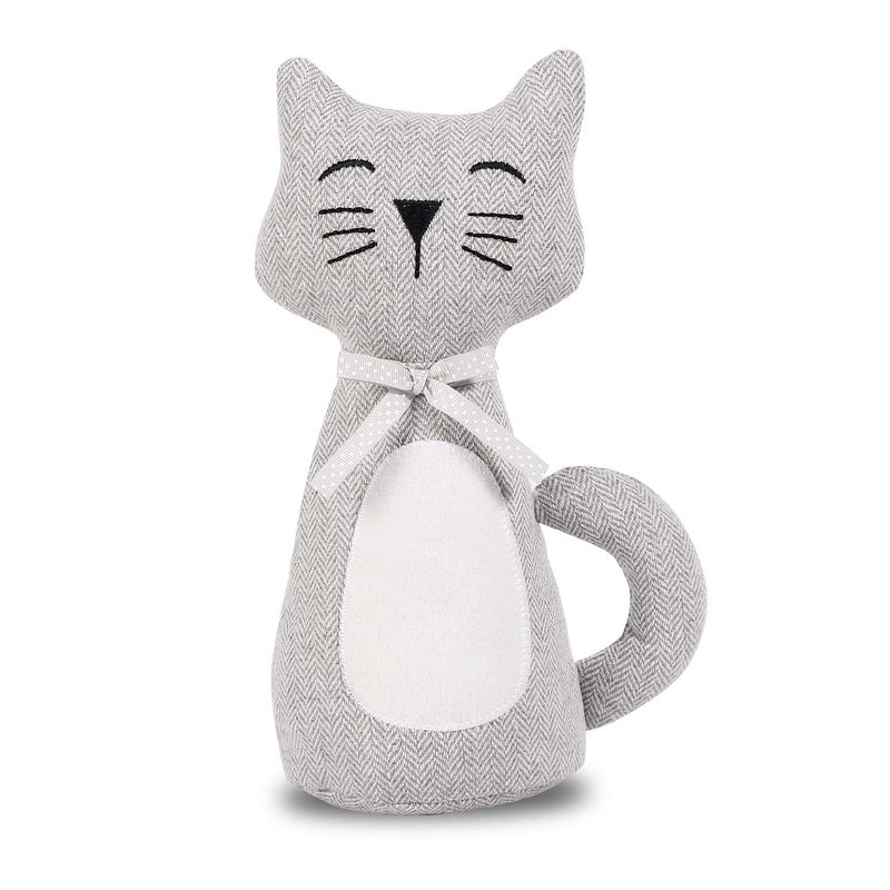 SANFERGE Cute Decorative Door Stopper for Home and Office Floor Door Stops Fabric Animal Weighted Heavy Wall Protectors Gray Cat