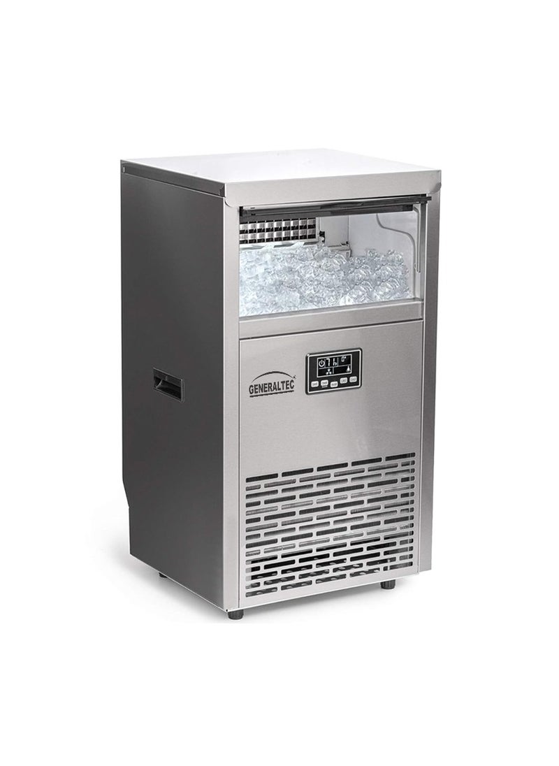 GENERALTEC - Generaltec GIM45SS Portable Commercial Ice Maker, 45Kg/24H, 15Kg Storage, Stainless Steel, Digital LED Control - Image 1