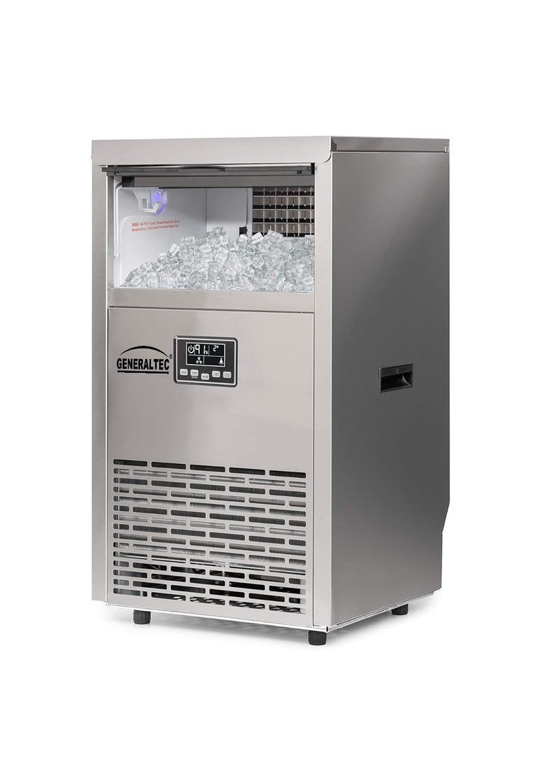 GENERALTEC - Generaltec GIM45SS Portable Commercial Ice Maker, 45Kg/24H, 15Kg Storage, Stainless Steel, Digital LED Control - Image 1