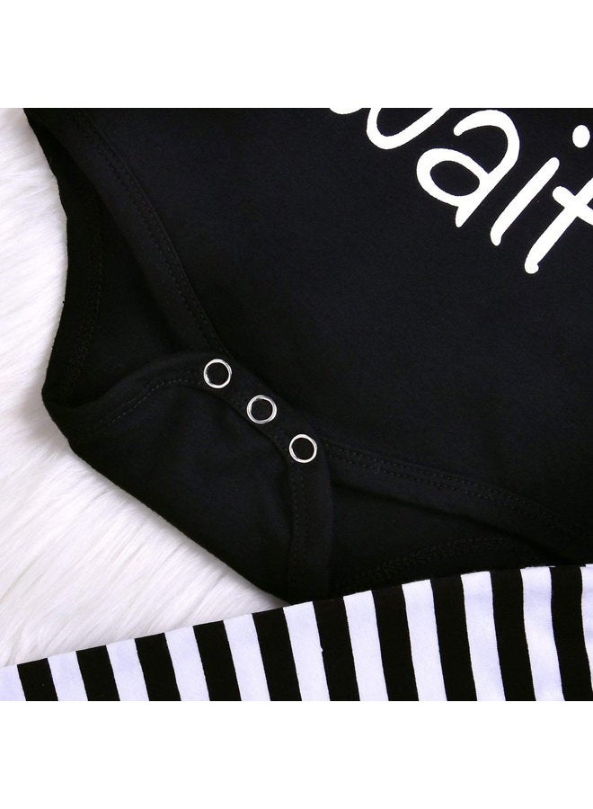 Besokuse Baby Unisex Worth The Wait Arrow Printed Romper Striped Pant Hat Outfit Clothes (Black, Newborn) - Image 5