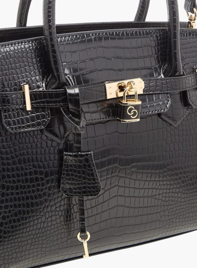 سيليست Womens Textured Tote Bag With Detachable Strap And Zip Closure