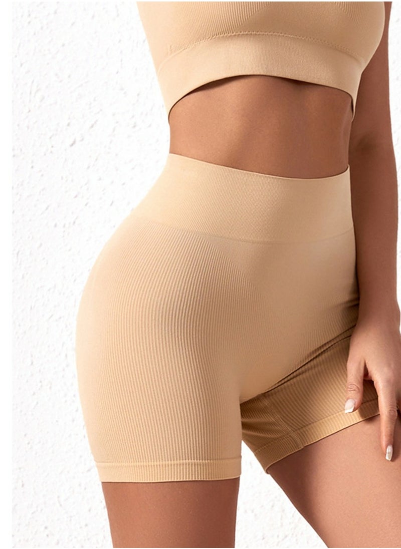 Loquat Womens Body Shaper Tummy Control Underwear Boxer Briefs Solid Color Slim High Waist Hip Lift Shapewear Safety Underpants Beige  - Image 2