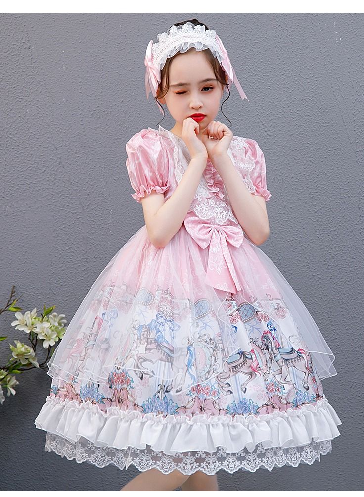 Fashionable Cute Girls Dresses Pink 