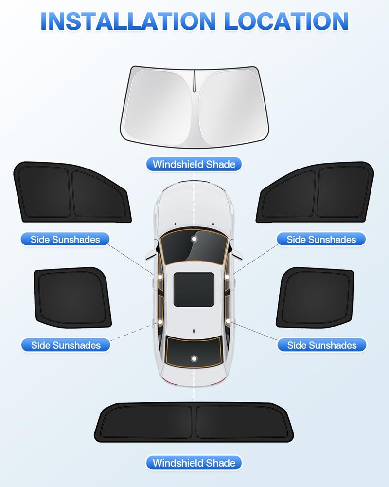 Canvcle Sunshades for Toyota Tacoma 2024 2025 Accessories Windshield Sun Shade Side Rear Window Shade Cover Sun Visor Shield Privacy Protection for Camping Keep Vehicle Cool Black 6PCS - Image 5