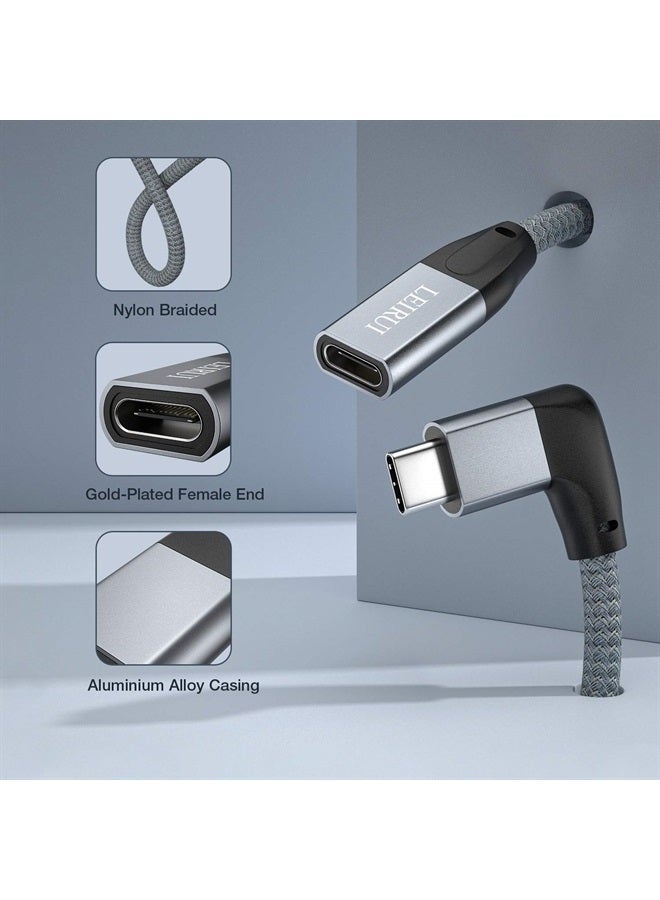 Right Angle USB C Extension Cable 3.3 Feet, 90 Degree USB Type C 3.1 Extension 10Gbps Fast Charging Data Sync Cable Compatible for Nintendo Switch, Thunderbolt 3 MacBook Pro, Samsung S10 S9