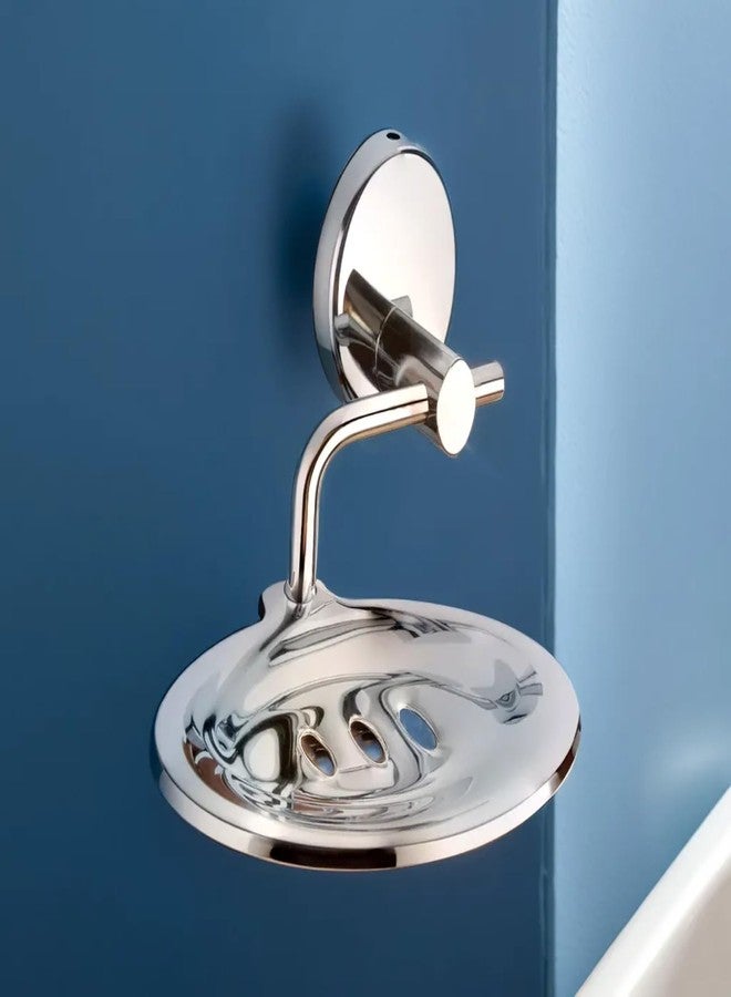 LUXIUR Wash Basin Soap Dish Holder for Bathroom and Kitchen Sink, 304 Stainless Steel Stand for Wall Mount Kitchen Accessories Items, Bathroom Accessories, Chrome Finish (Single) - Image 1