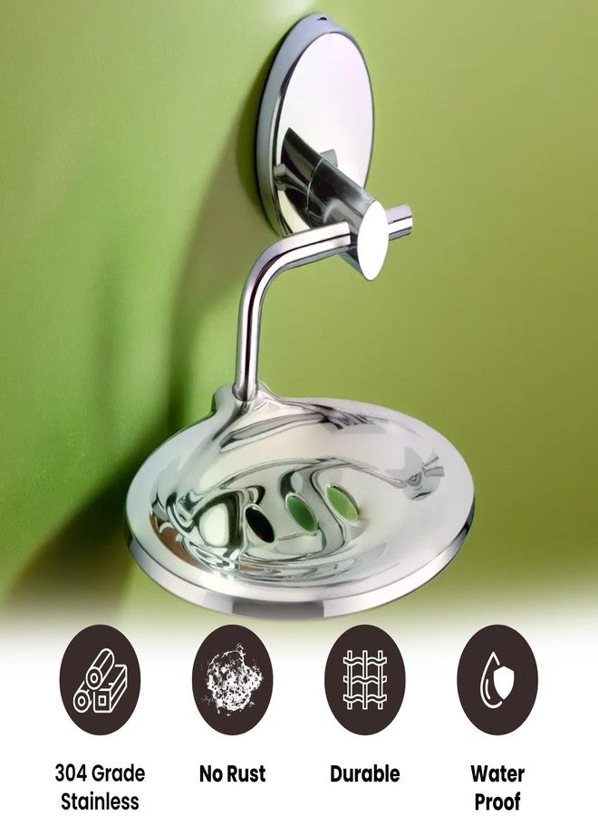LUXIUR Wash Basin Soap Dish Holder for Bathroom and Kitchen Sink, 304 Stainless Steel Stand for Wall Mount Kitchen Accessories Items, Bathroom Accessories, Chrome Finish (Single) - Image 3