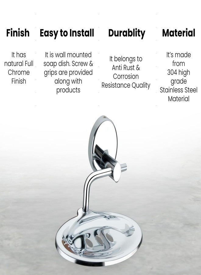 LUXIUR Wash Basin Soap Dish Holder for Bathroom and Kitchen Sink, 304 Stainless Steel Stand for Wall Mount Kitchen Accessories Items, Bathroom Accessories, Chrome Finish (Single) - Image 2