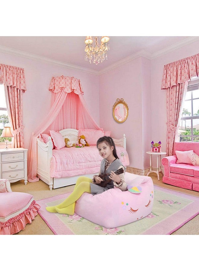 Yoweenton Unicorn Stuffed Animal Toy Storage, Bean Bag Chair Cover ONLY, Velvet Extra Soft Organization Replace Mesh Hammock for Kids Blankets Towels Clothes Home Supplies Pink - Image 4