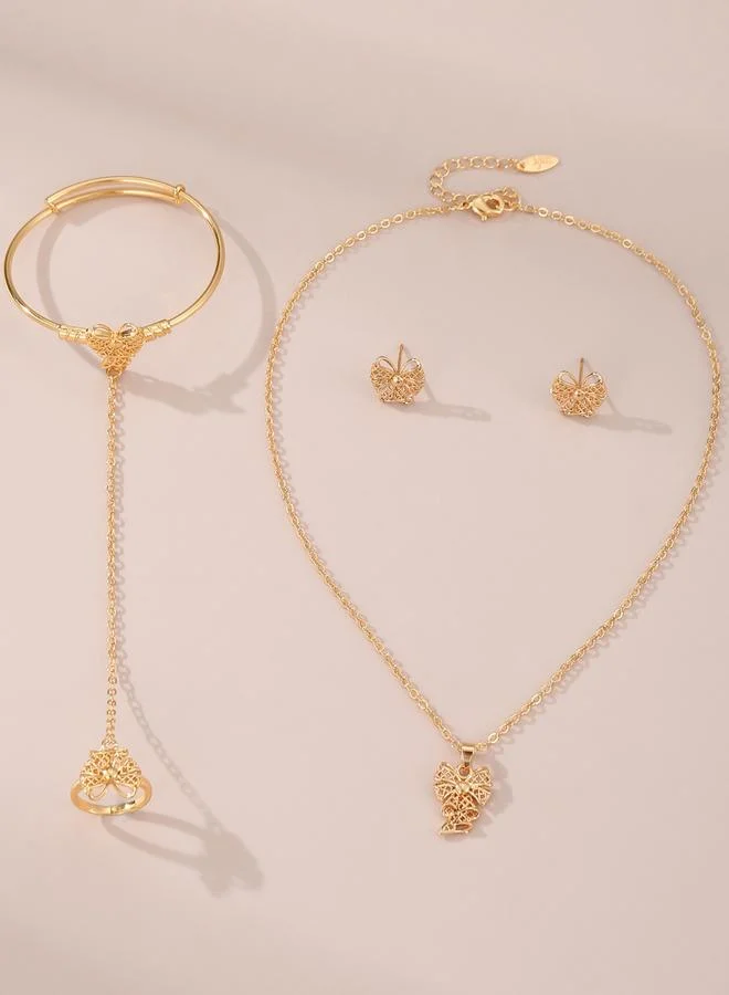 تايك تو مجموعة من قلادة وسوار وخاتم وأقراط بدلاية فيونكة