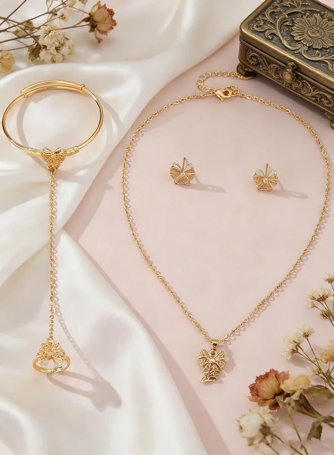 تايك تو مجموعة من قلادة وسوار وخاتم وأقراط بدلاية فيونكة