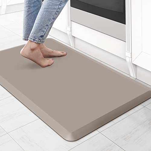 KitchenClouds Kitchen Mat Cushioned Anti Fatigue Rug 173x28 Waterproof Non Slip Standing Desk Mat Comfort Floor Mats for Kitchen House Sink Office Khaki