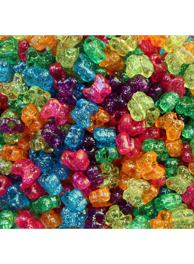 BeadExplosion Butterfly Beads Bright Glitter Sparkle Large Hole Pony Beads, Multicolor Mix, B07852 - Image 1