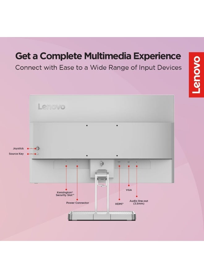Lenovo L22i-40 22" Full HD IPS Monitor, 75Hz Refresh Rate, 4ms Response Time, AMD FreeSync, Dual 3W Speakers, HDMI 1.4, VGA, 99% sRGB, Grey (67AEKACBAE) Cloud Grey - Image 4