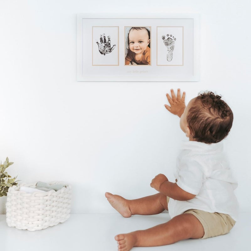pearhead Baby Hand and Footprint Kit - Inkless No Mess Clean-Touch Ink Pad, Newborn Keepsake Frame, Nursery Decor Essentials, Perfect Shower Gift for Boys and Girls, Beige Mat - Image 5
