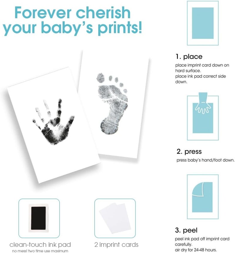pearhead Baby Hand and Footprint Kit - Inkless No Mess Clean-Touch Ink Pad, Newborn Keepsake Frame, Nursery Decor Essentials, Perfect Shower Gift for Boys and Girls, Beige Mat - Image 3