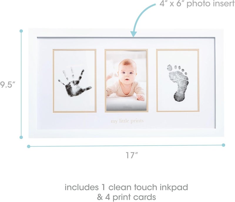 pearhead Baby Hand and Footprint Kit - Inkless No Mess Clean-Touch Ink Pad, Newborn Keepsake Frame, Nursery Decor Essentials, Perfect Shower Gift for Boys and Girls, Beige Mat - Image 4