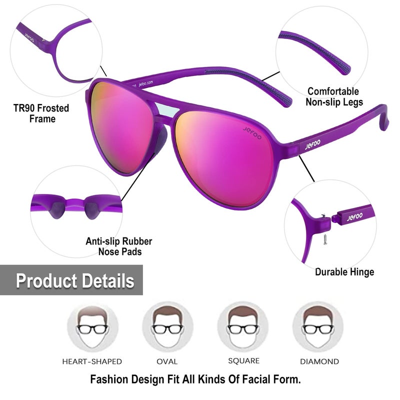 Jefoo Polarized Aviator Sunglasses for Women Men Retro Trendy Sports Sunglasses for Outdoor UV400 Protection - Image 5