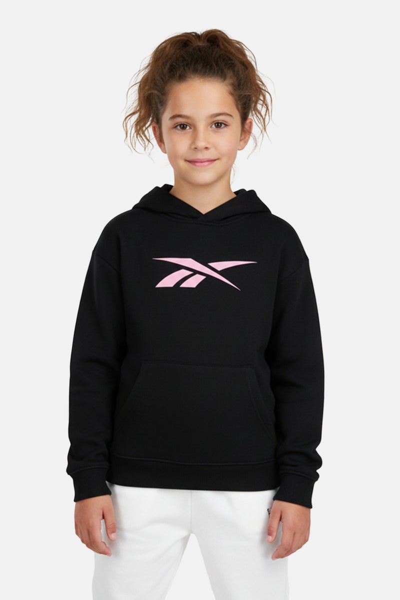 Reebok Kids Girl Sportswear Fit Long Sleeve Outdoor Hoodie, Black - Image 1