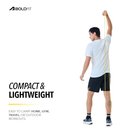 Boldfit Heavy Resistance Band for Workout Set Exercise & Stretching Pull Up Bands for Home Exercise for Gym Men & Women Loop Bands Toning Bands Resistance Band Yellow (3-7 Kg) - Image 4