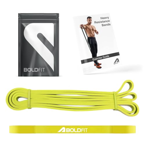 Boldfit Heavy Resistance Band for Workout Set Exercise & Stretching Pull Up Bands for Home Exercise for Gym Men & Women Loop Bands Toning Bands Resistance Band Yellow (3-7 Kg) - Image 1