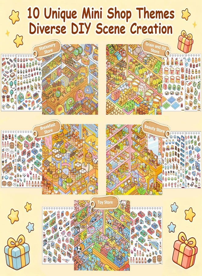Tzwhwcx 3D Sticker Scene for Adults – DIY Scene Stickers Miniature Supermarket Shelf Restocking Kit with Tweezers, PET Craft Stickers for Stress Relief, Friends Party, Cute Fidget Sticker Book for All Ages - Image 4