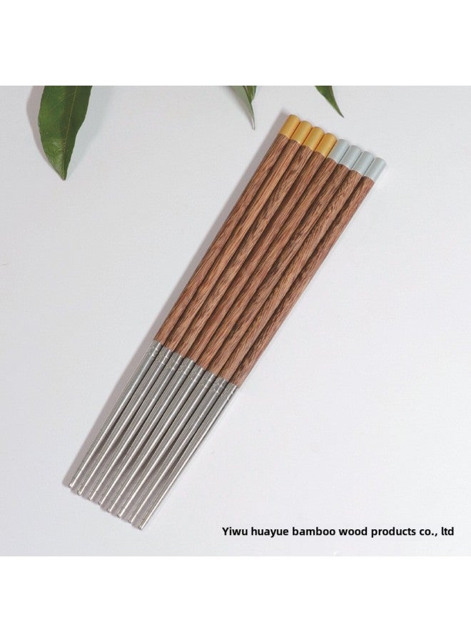 Household Chopsticks Chinese Style Red Sandalwood Chicken Wing Chopsticks Fuding Chopsticks Solid Wood Log Non-slip Lacquer Chopsticks-Color:Golden Chicken Wing Blessing Top  - Image 3