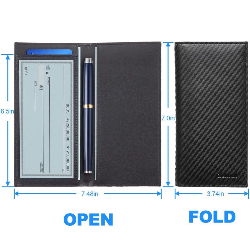 CASMONAL Premium Leather Checkbook Cover for Men and Women Checkbook Holder Wallet RFID Blocking - Image 4