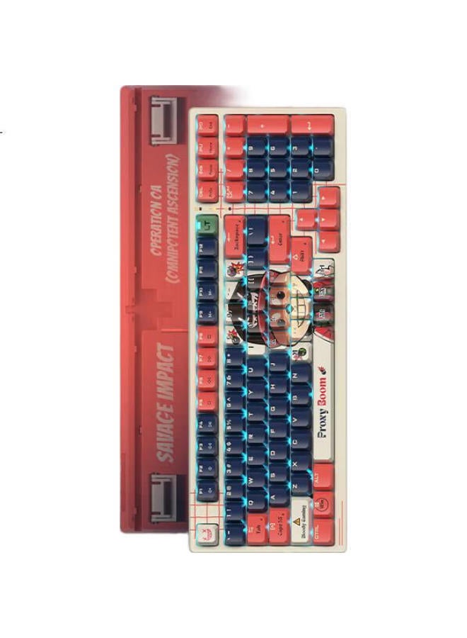 A4Tech At98 99-Key Wired Mechanical Keyboard, Blood Hand Phantom Pbt Keycaps, Office Computer Gaming Fps, Light-Sound Wild Tribe, Mechanical Dog - Image 3