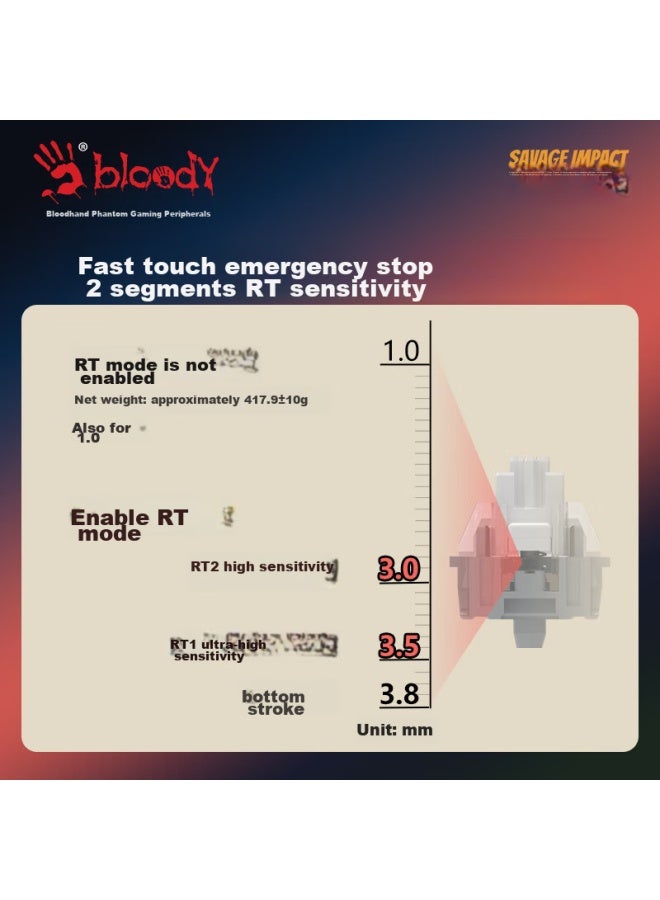 A4tech At98 99-key Wired Mechanical Keyboard, Blood Hand Phantom Pbt Keycaps, Office Computer Gaming Fps, Light-sound Wild Tribe, Mechanical Dog - Image 5