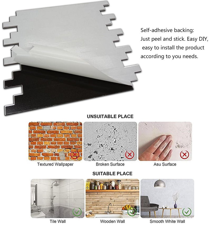 weimeisc 10 Sheets Peel and Stick Backsplash Tile for Kitchen, Self-Adhesive Mosaic Tile, Stick on Bathroom Vanitiesï¼ŒFireplace DÃ©cor, Laundry Table((White Marble+Frosted Gold) - Image 4