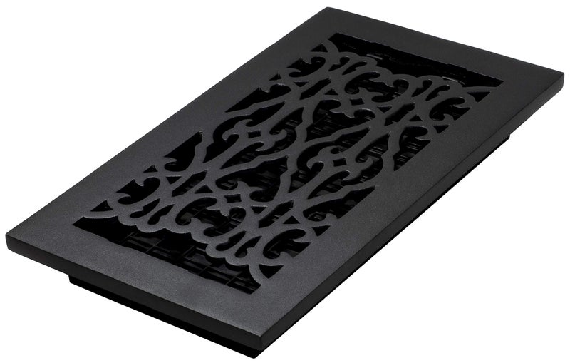 Decor Grates AC612-BLK Victorian Floor Register 6 x 12 Inches Cast Iron Black. - Image 1