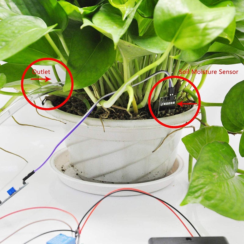 AiTrip Soil Moisture Sensor Kit Automatic Watering System Manager with Mini Water Pump for Arduino DIY Kit (Automatic Watering System) - Image 5