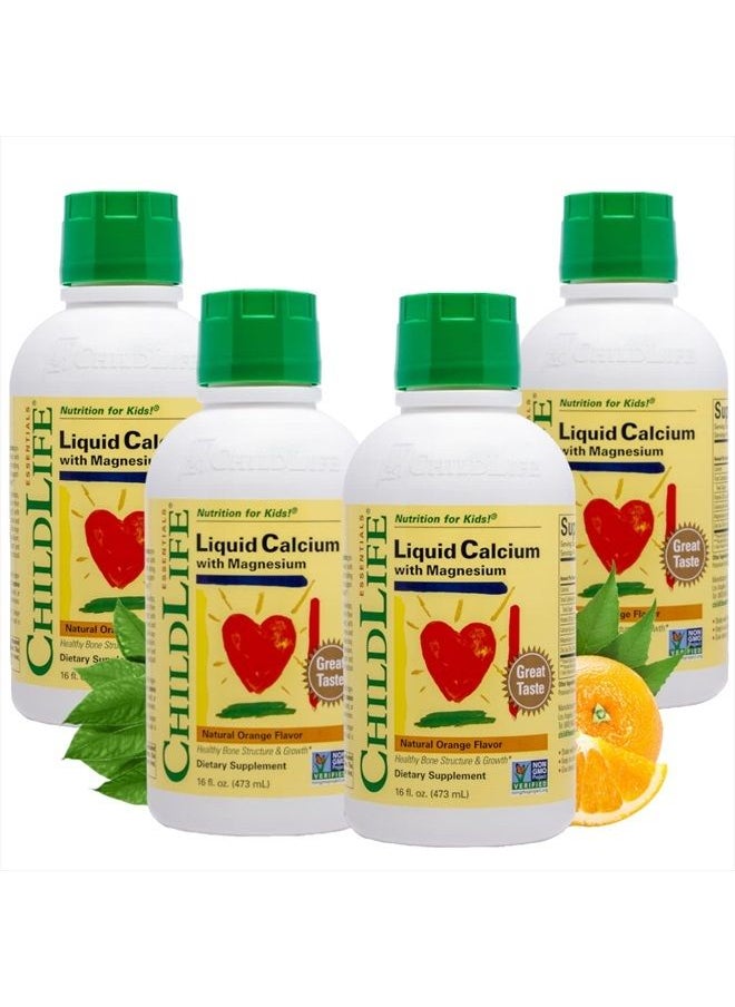 CHILDLIFE ESSENTIALS ChildLife Essentials Liquid Calcium Magnesium Supplement - Supports Healthy Bone Growth for Children, Contains Vitamin D3 & Zinc, All-Natural, Gluten Free & Non-GMO - Natural Orange Flavor, 16 Fl Oz B  - Image 1