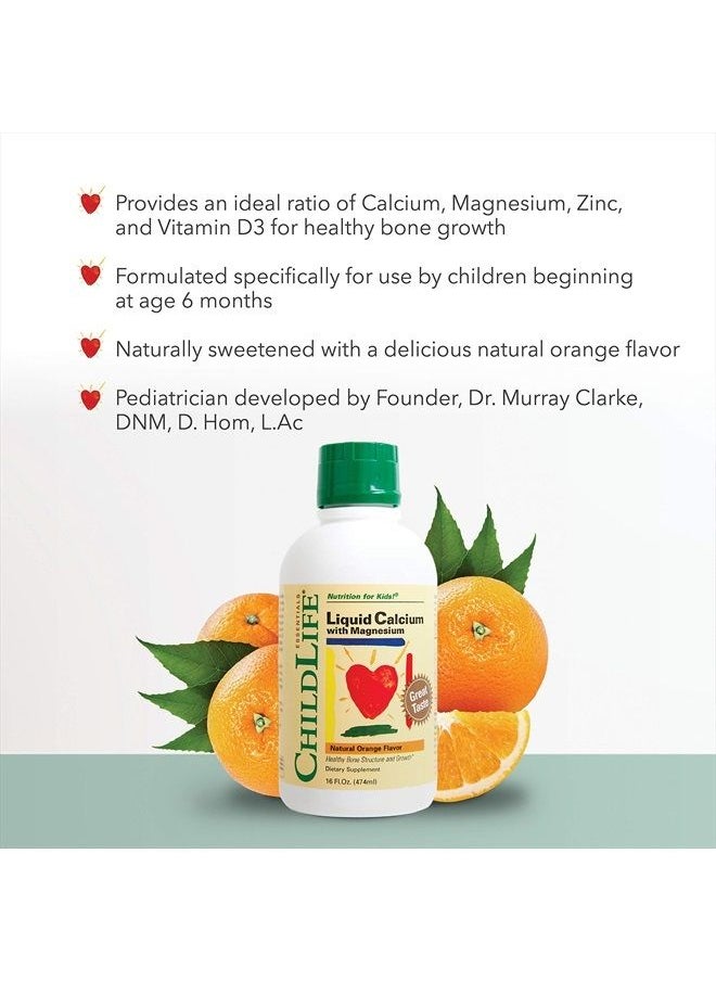 CHILDLIFE ESSENTIALS ChildLife Essentials Liquid Calcium Magnesium Supplement - Supports Healthy Bone Growth for Children, Contains Vitamin D3 & Zinc, All-Natural, Gluten Free & Non-GMO - Natural Orange Flavor, 16 Fl Oz B  - Image 3