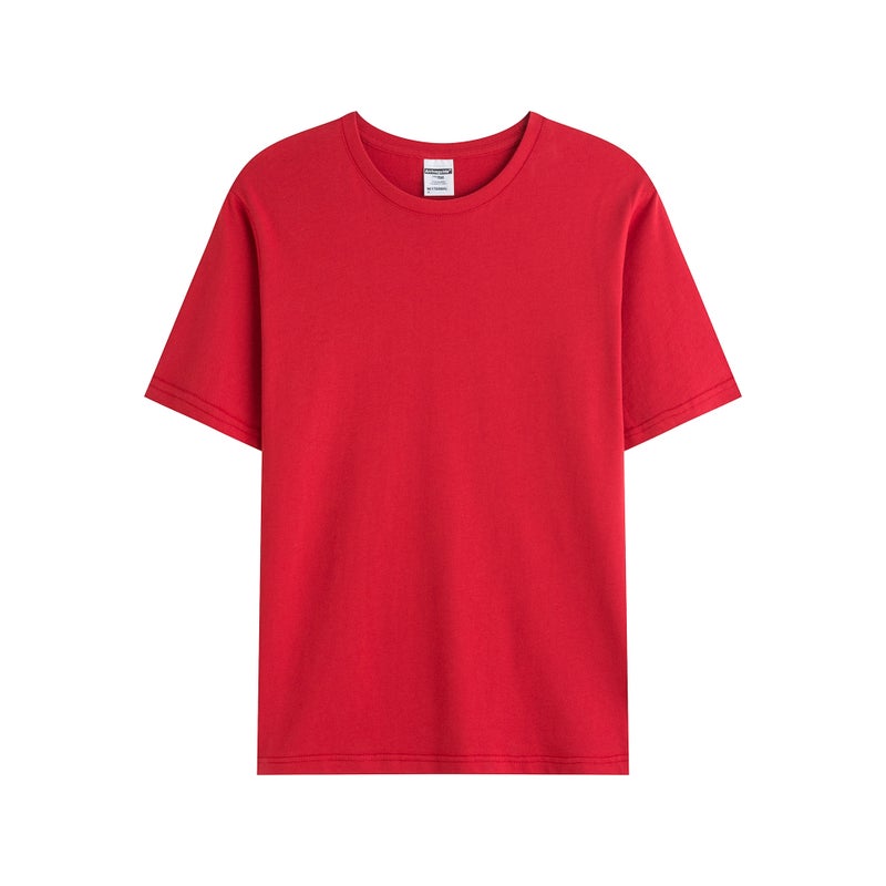 200 grams of pure cotton combed siro spinning advertising cultural shirt diy blank base shirt short sleeve t-shirt custom logo Samba Red 