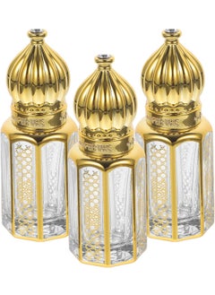 Frcolor FRCOLOR Vintage Glass Perfume Bottles 3Pcs 3ml Glass Perfume Roller Bottles Essential Oil Bottles Vintage Empty Sample Vials Containers for Cosmetic Liquid 
